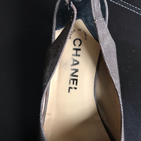 Brown fabric and patent leather sling back shoes , EU 38 - Picture 3 of 9